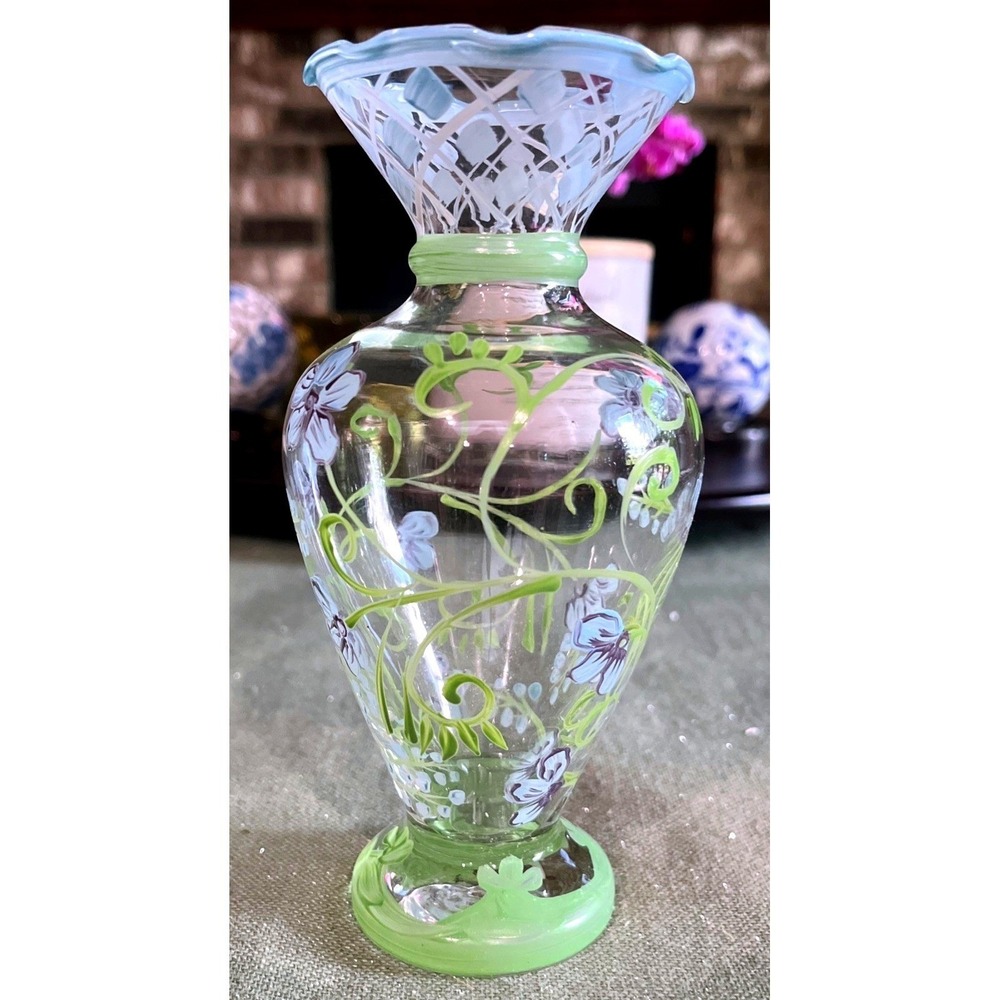 Tracy Porter Vintage Hand-Painted Glass Bud Vase~EUC
